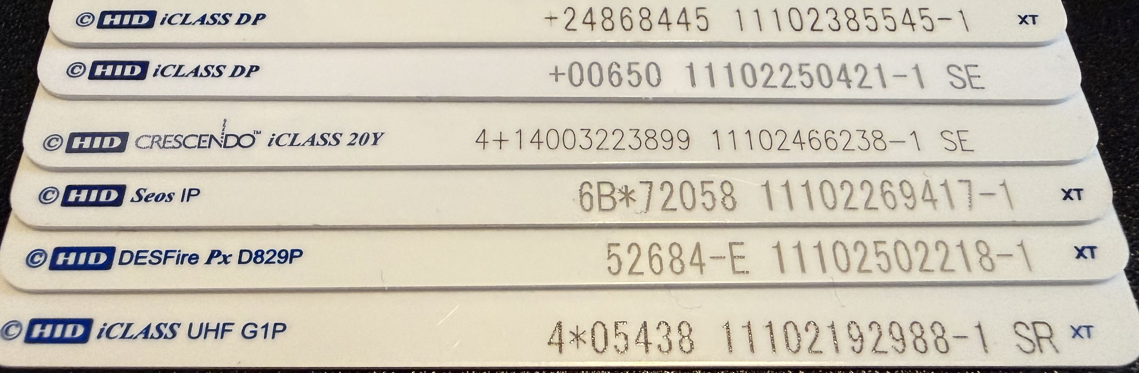 **iClass Card Chart**